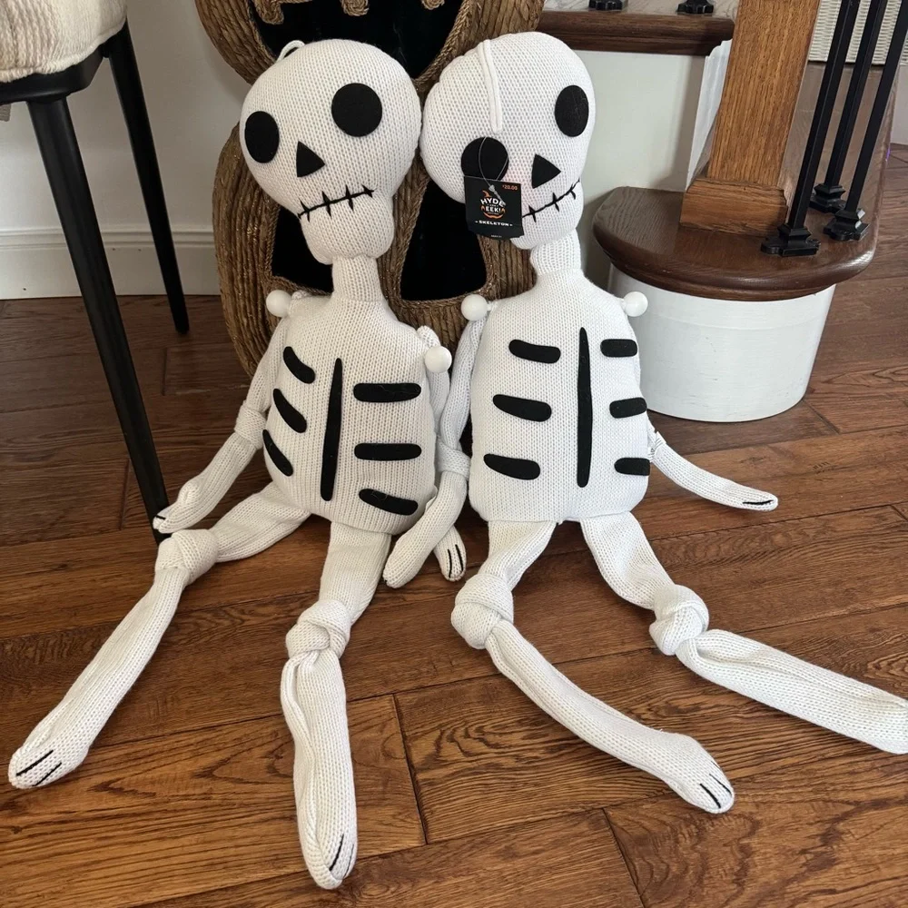 NEW Target (2) Skeleton and (1) Metallic Moon Plush Pillow Lot